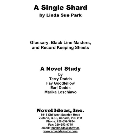2062.03-BLMSS A Single Shard (by Linda Sue Park) Blackline Masters* (2020 Edition) (Downloadable Version)