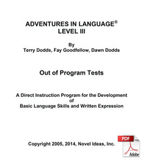 1015.2-3OPT Adventures in Language Level III (2014 Edition) - Out of Program Test Blackline Masters (Downloadable Version)