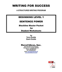 9001-2 WFSB1BLM Writing for Success: Beginning Level 1--Sentence Power Blackline Masters (Downloadable Version)