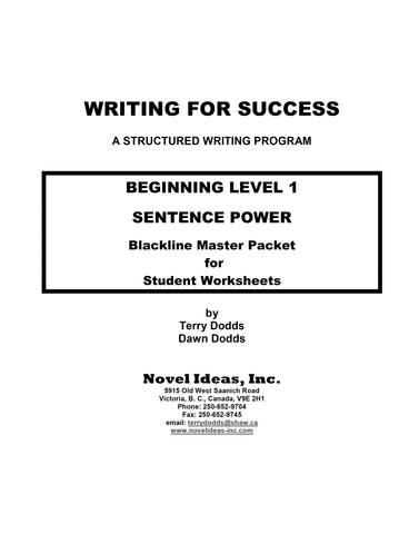 9001-2 WFSB1BLM Writing for Success: Beginning Level 1--Sentence Power Blackline Masters