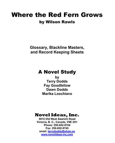 2049.08-BLMWRF Where the Red Fern Grows (by Wilson Rawls) Blackline Masters* (2020 Edition) (Downloadable Version)