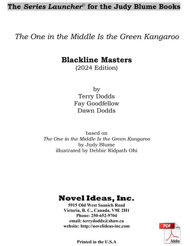 3007.03-BLMGK Judy Blume Series: The One in Middle Is the Green Kangaroo (by Judy Blume) Blackline Masters* (2024 Edition) (Downloadable Version)