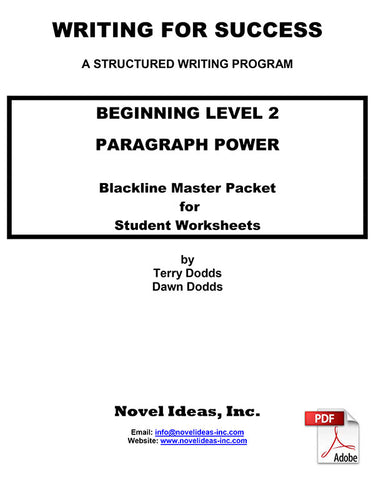 9002-2 WFSB2BLM Writing for success: Beginning Level 2--Paragraph Power Blackline Masters (Downloadable Version)