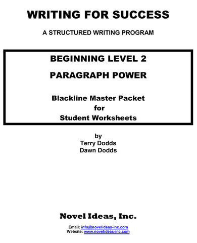 9002-2 WFSB2BLM Writing for success: Beginning Level 2--Paragraph Power Blackline Masters