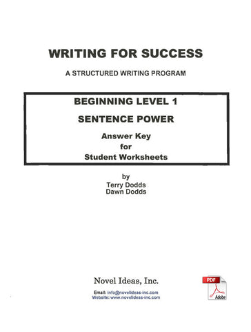 9001-3 WFSB1BLM Writing for Success: Beginning Level 1--Sentence Power Answer Key (Downloadable)