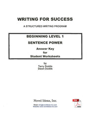 9001-3 WFSB1BLM Writing for Success: Beginning Level 1--Sentence Power Answer Key (Downloadable)