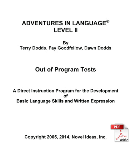 1009.2-2OPT Adventures in Language Level II (2014 Edition) - Out of Program Test Blackline Masters (Downloadable Version)