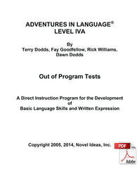 1021.2-4A OPT Adventures in Language Level IVA (2014 Edition) - Out of Program Test Blackline Masters (Downloadable Version)