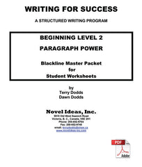 9002-2 WFSB2BLM Writing for success: Beginning Level 2--Paragraph Power Blackline Masters (Downloadable Version)