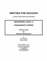 9002-3 WFSB2AK Writing for success: Beginning Level 2--Paragraph Power Answer Key (Downloadable)