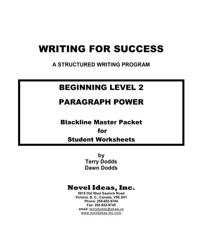 9002-2 WFSB2BLM Writing for success: Beginning Level 2--Paragraph Power Blackline Masters